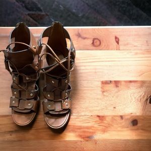 Brown Coach High Heel Stilletos  Open Toe